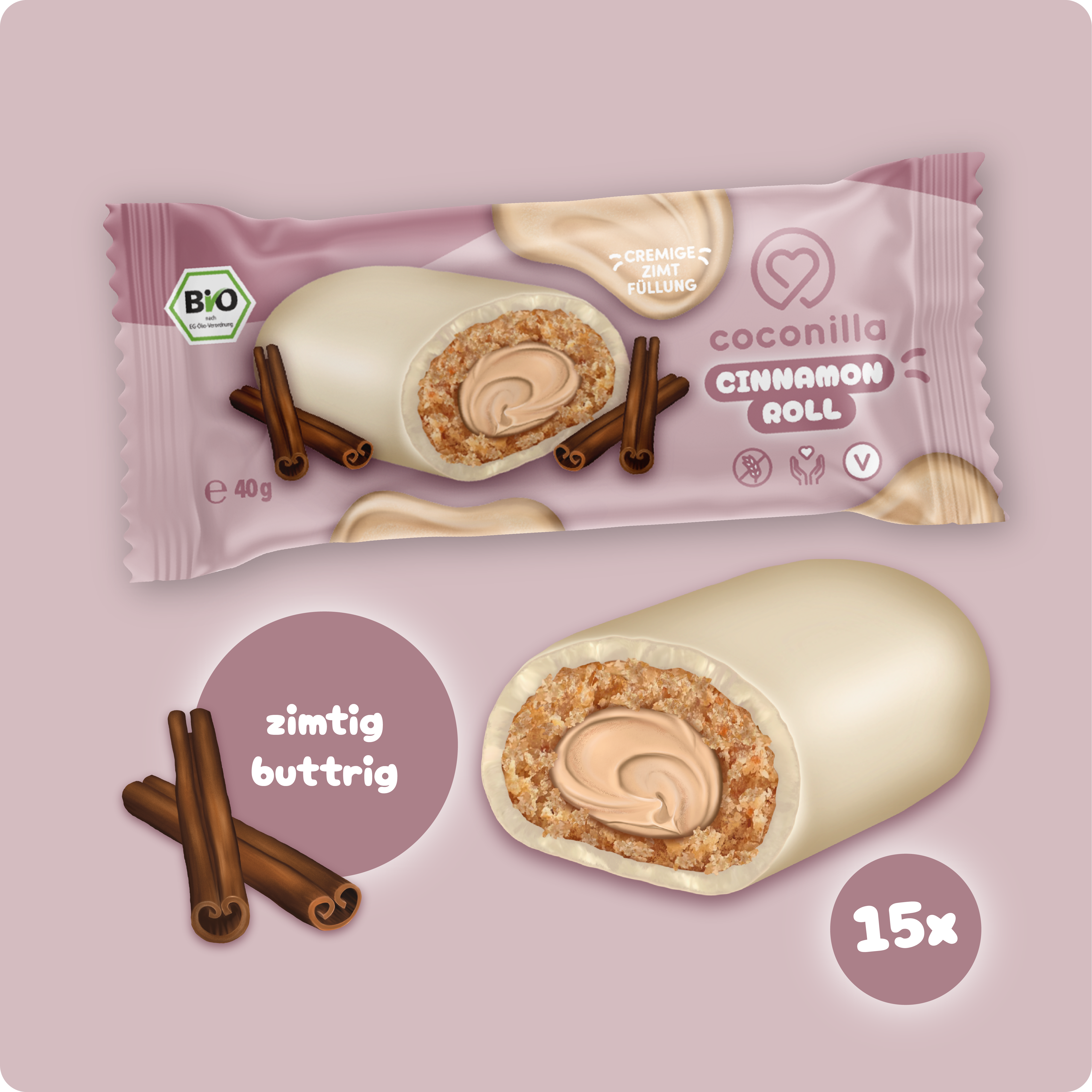 BIO - Cookie Bar Cinnamon Roll - 15er Box