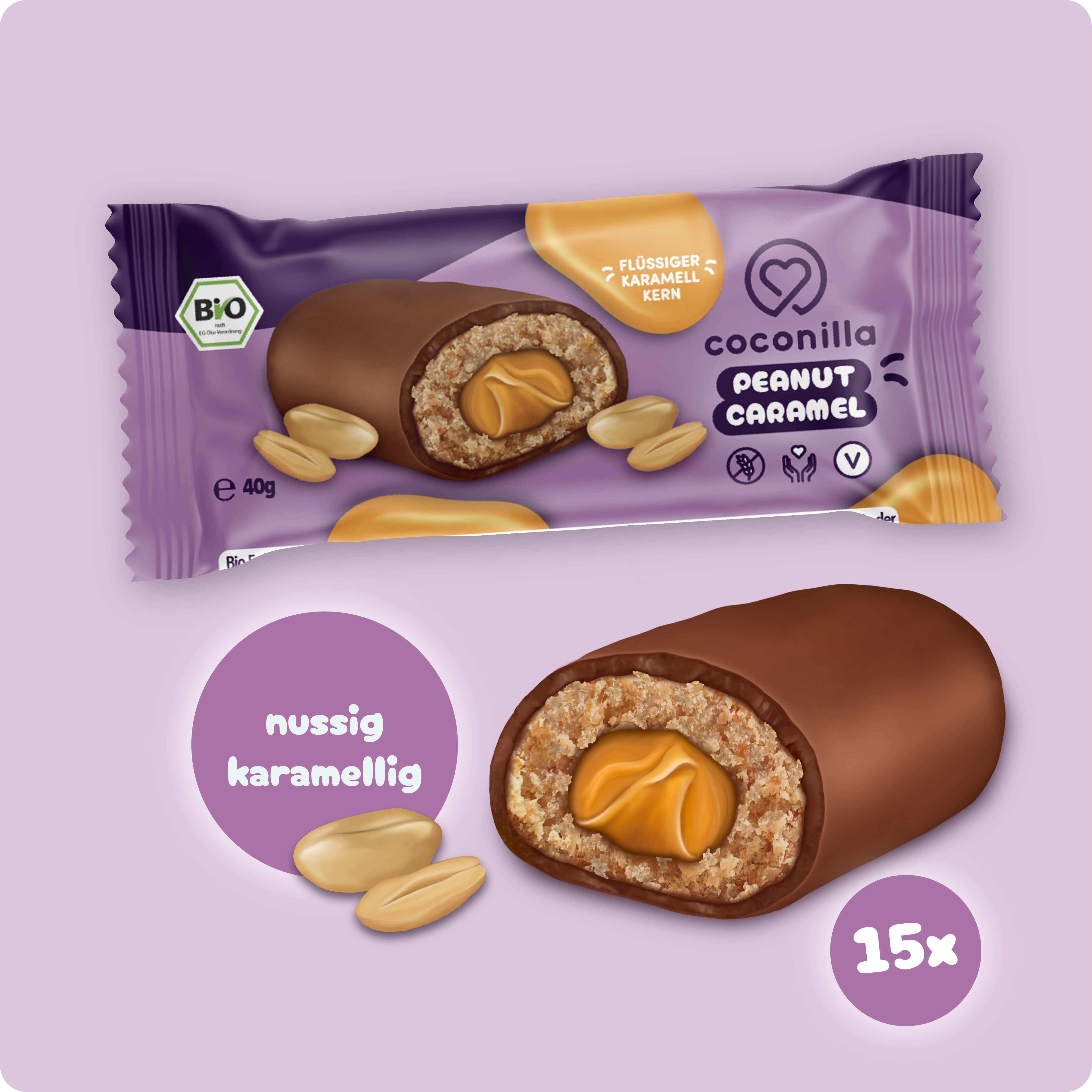 BIO - Cookie Bar Peanut Caramel - 15er Box