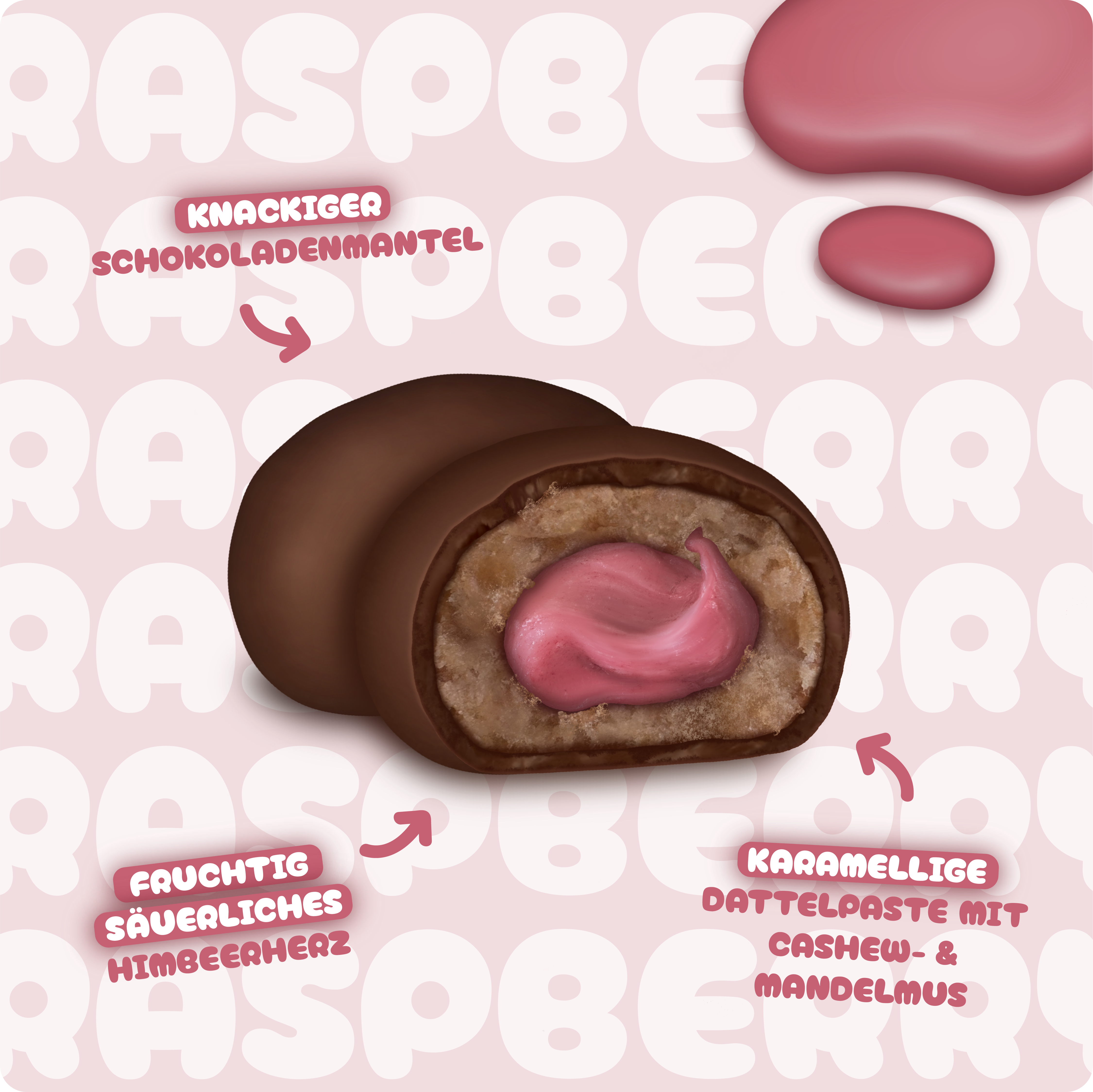 BIO - Dattelpralinen Raspberry - 12er Box