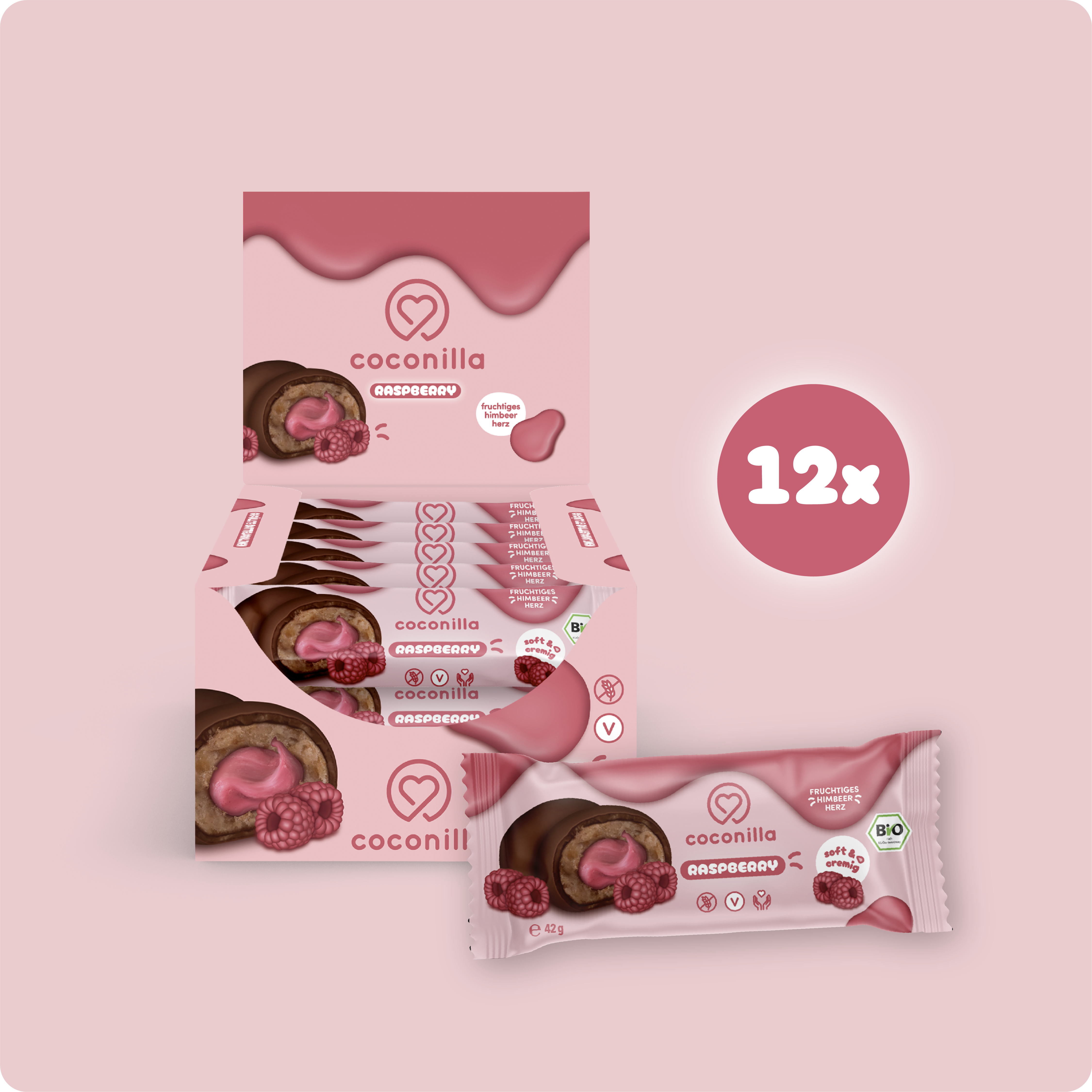 BIO - Dattelpralinen Raspberry - 12er Box