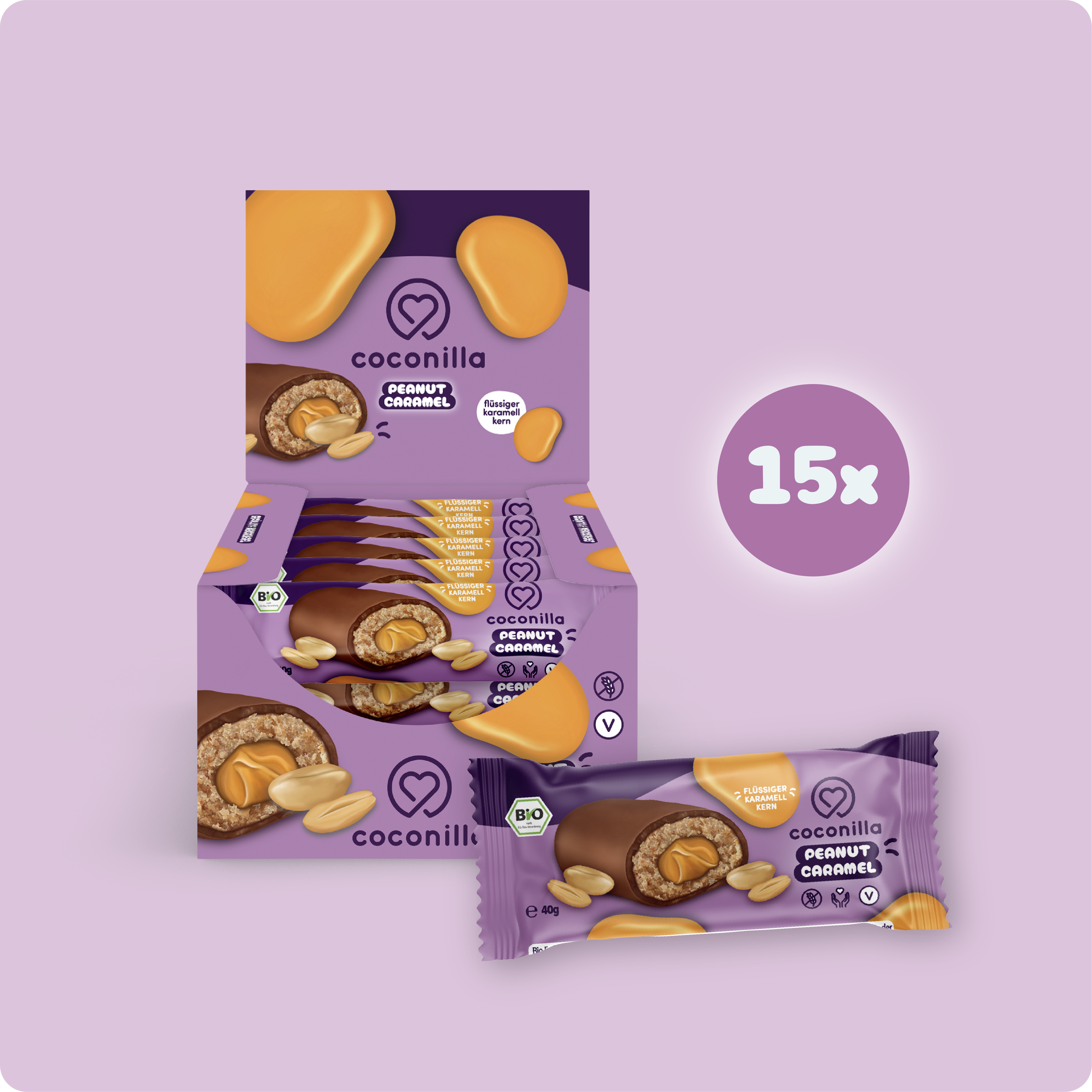 BIO - Cookie Bar Peanut Caramel - 15er Box