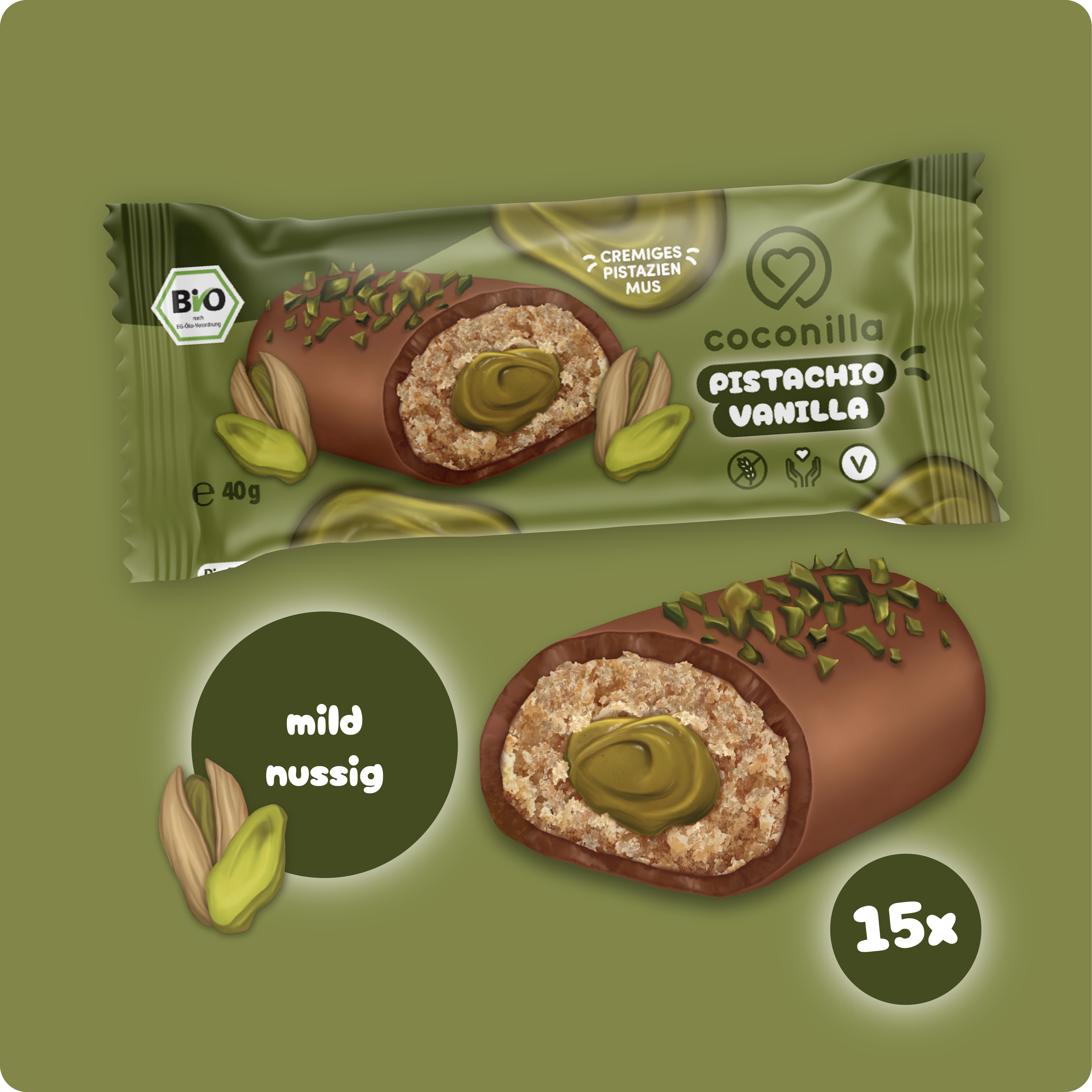 BIO - Cookie Bar Pistachio Vanilla - 15er Box