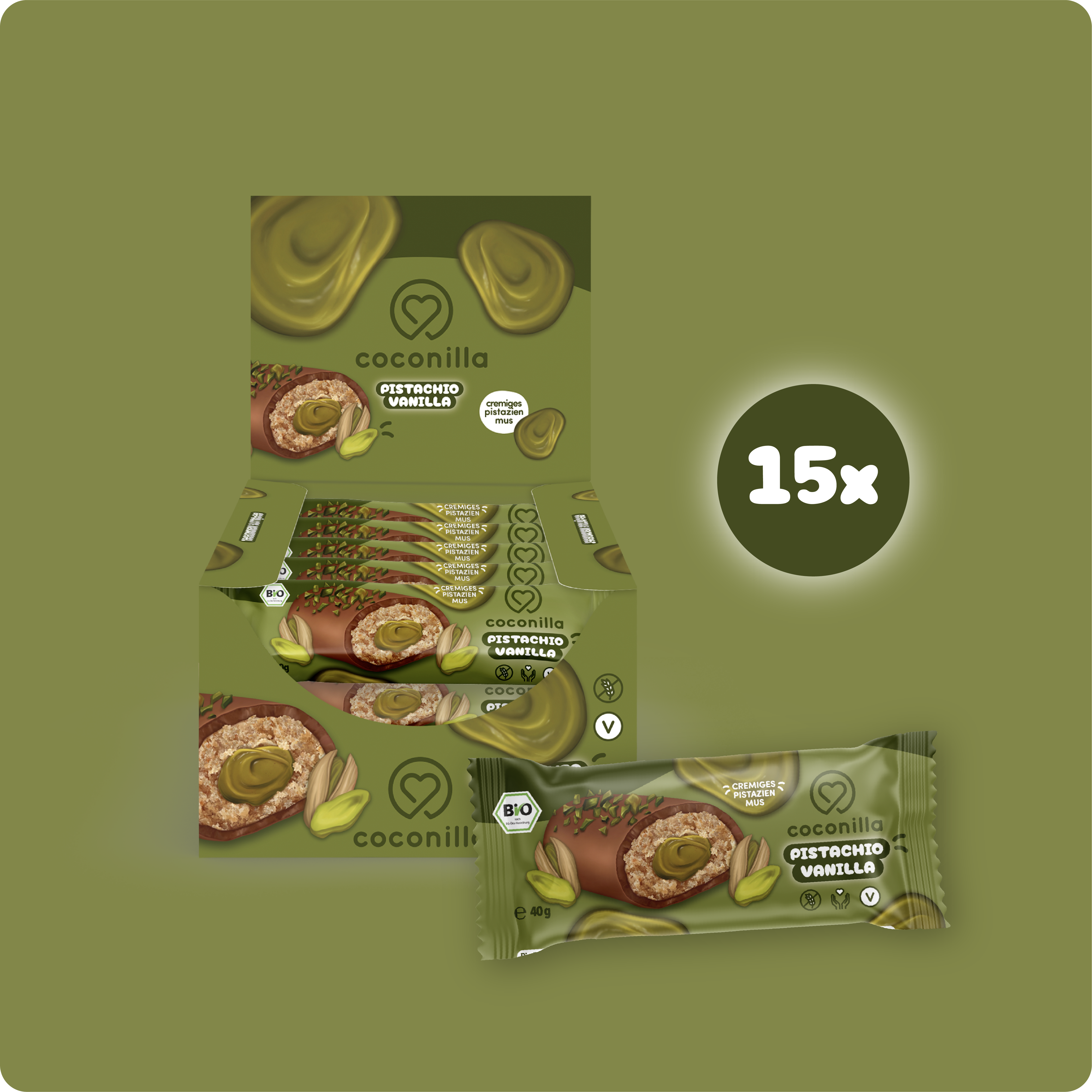 BIO - Cookie Bar Pistachio Vanilla - 15er Box