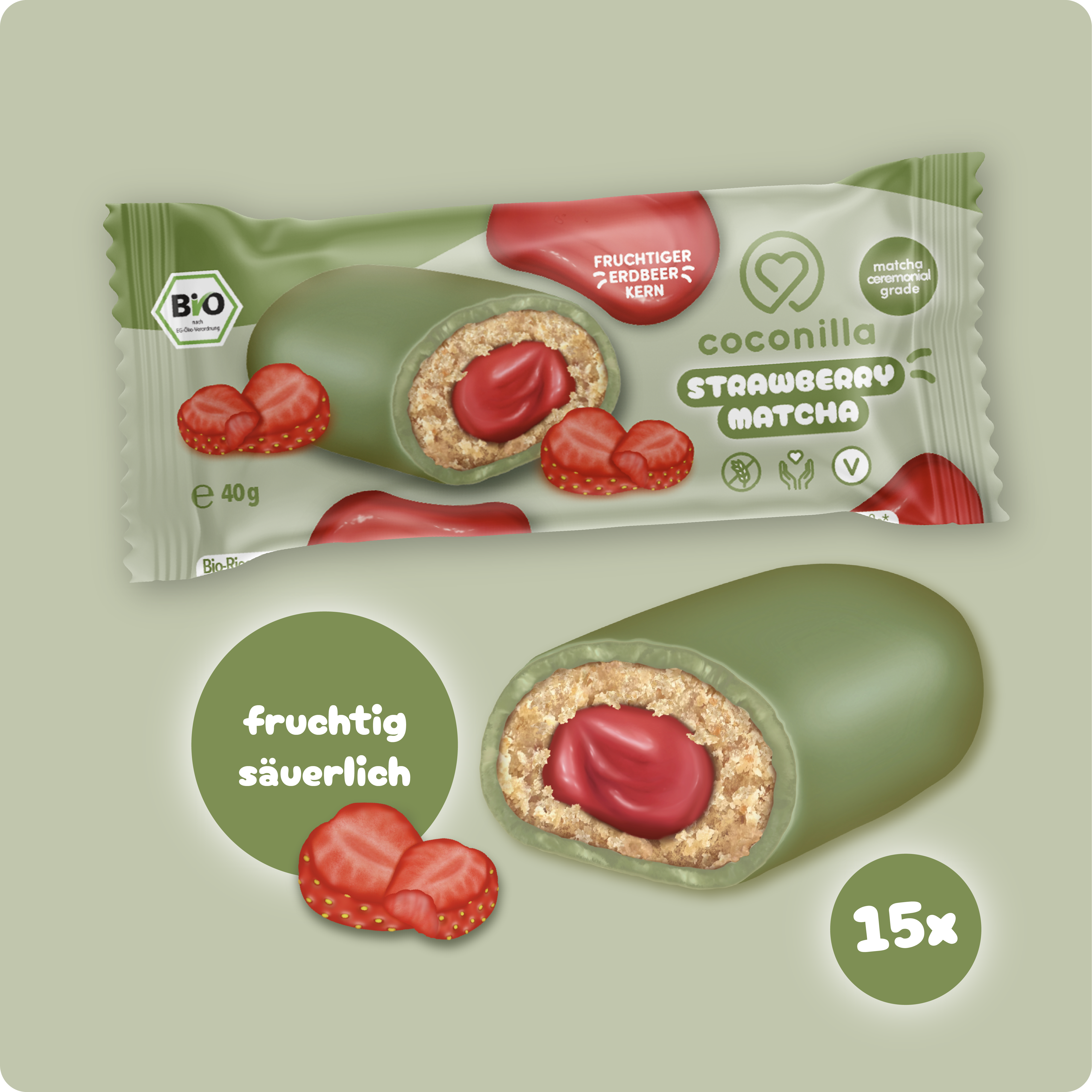 BIO - Cookie Bar Strawberry Matcha - 15er Box