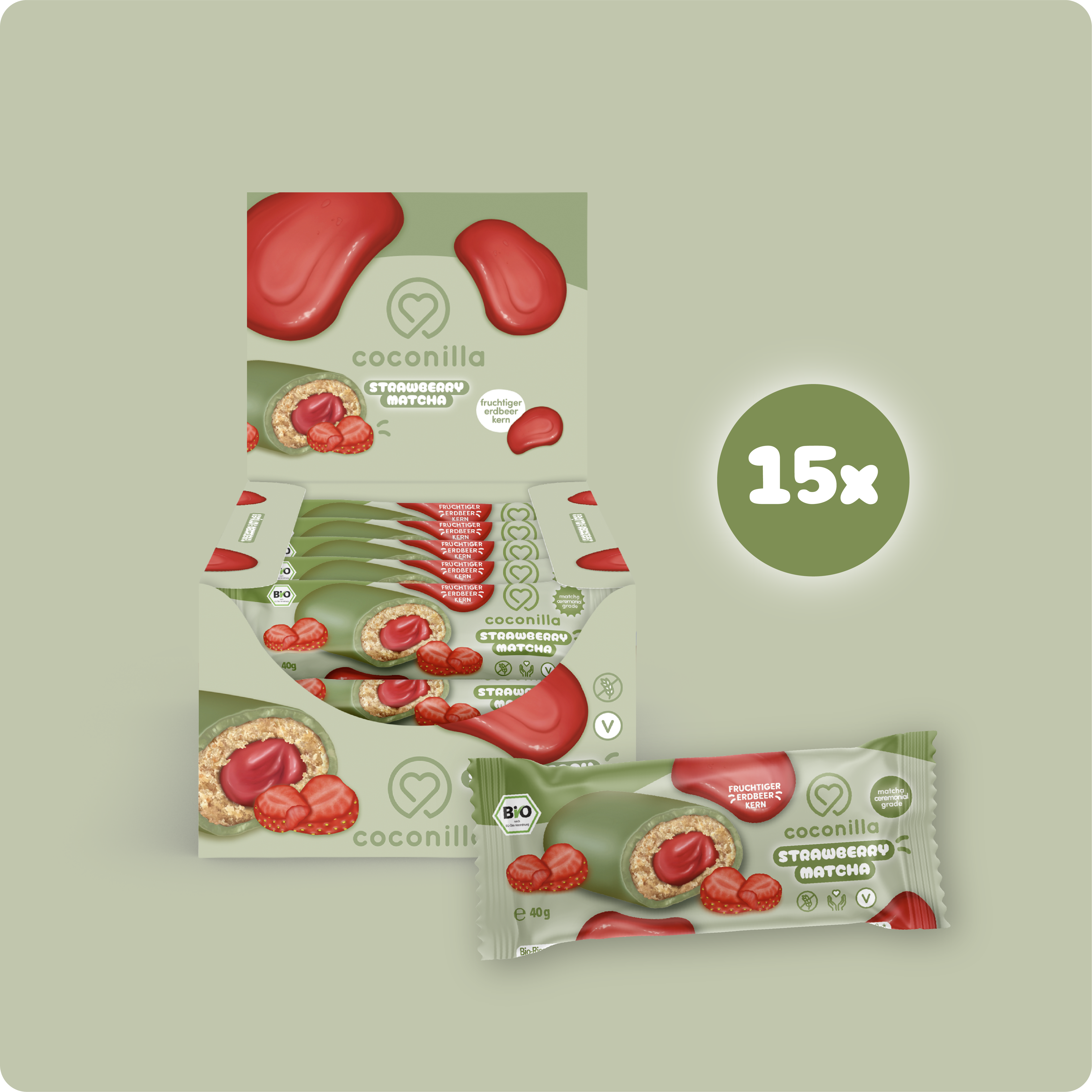 BIO - Cookie Bar Strawberry Matcha - 15er Box