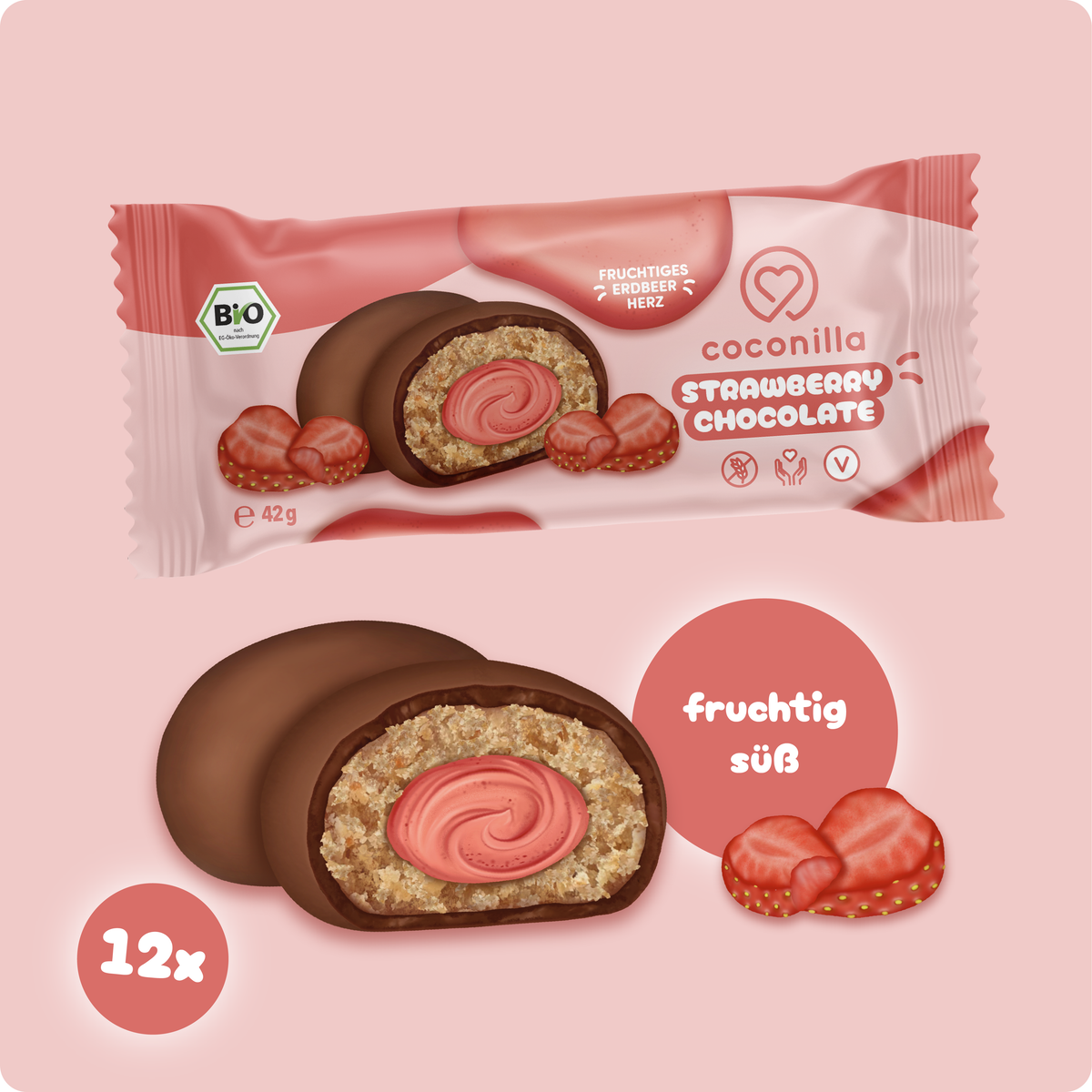 Cookiepralinen Strawberry Chocolate